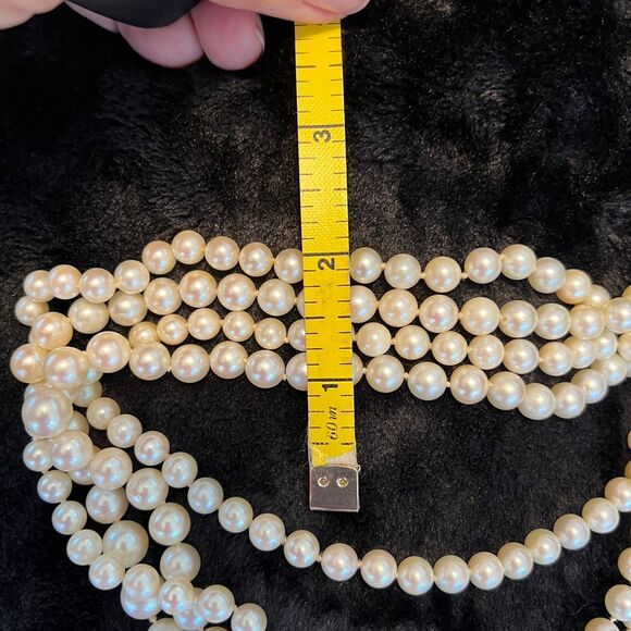 Vintage Pearl double stranded necklace 4mm 8mm - Picture 6 of 9